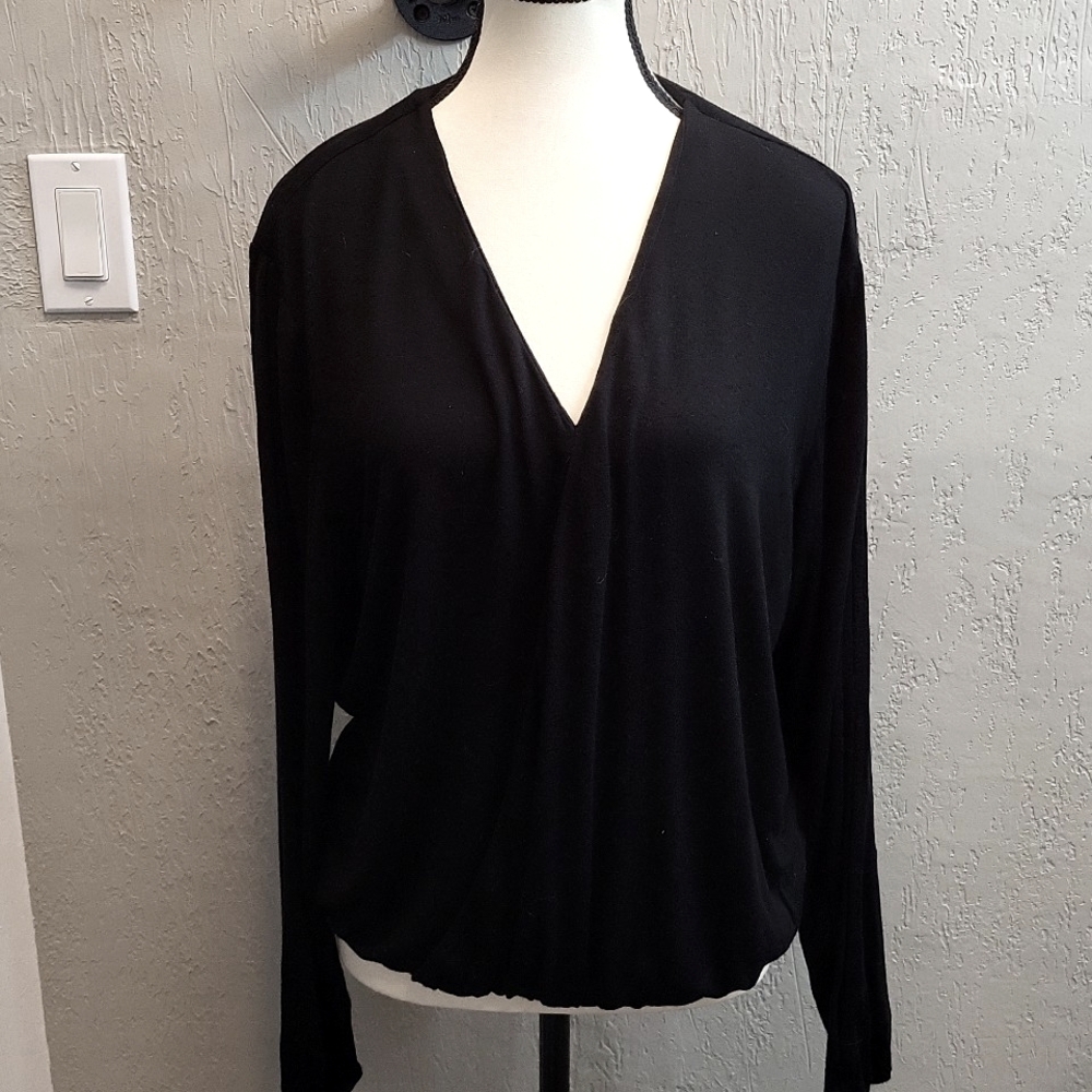 Tart V Neck Surplice Peekaboo Sleeve Long Sleeve Top
